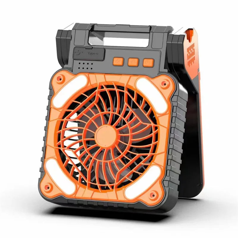10000mAh Solar Powered Portable Camping LED Lantern With Fan 4 Speeds Powerful Wind Rechargeable Battery Operated 90° Folding Techelectronicx