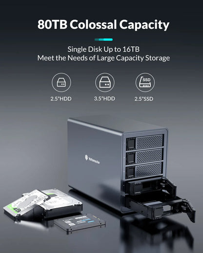 [FS5C3] Yottamaster 10Gbps 5-slot USB C HDD Enclosure Daisy-chained Type C External HDD Enclosure Support 2.5"/3.5" SATA HDD SSD TechElect