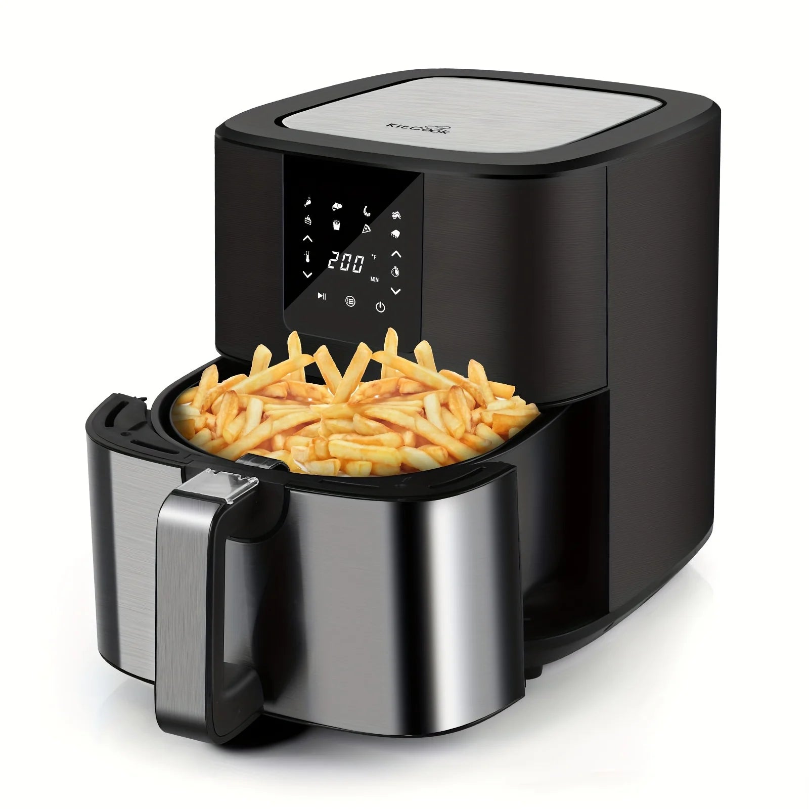 KitCook Large Air Fryer, 1500W 7QT AirFryer Cooker, Adjustable Temperature 100-400°F, 8 Presets Menu, Digital Touch Screen, Nons TechElect