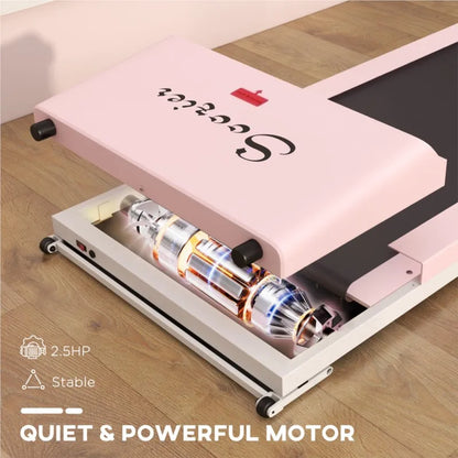 US Stock Under Desk Treadmill, Portable Walking Pad With Foldable Wheels, Remote Control, LED Display, Pink TechElect