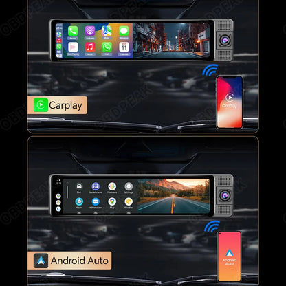 11.26 Inch 3 Camera Recording Android Auto Carplay Wireless Connection 2.5K Recording Wifi Mirror Car DVRs Touch Screen Car Dash Techelectronicx