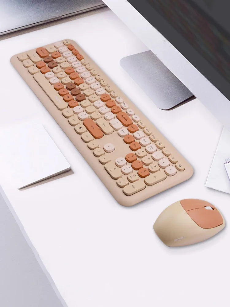110-key color wireless keyboard and mouse set, with noise-reducing silent keys, suitable for laptops and desktop computers Techelectronicx
