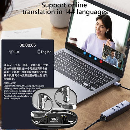 144 Languages AI Translator Earbuds Bluetooth-Compatible 5.3 Real-Time Translation Earphones Noise Cancelling Wireless Earphone TechElect
