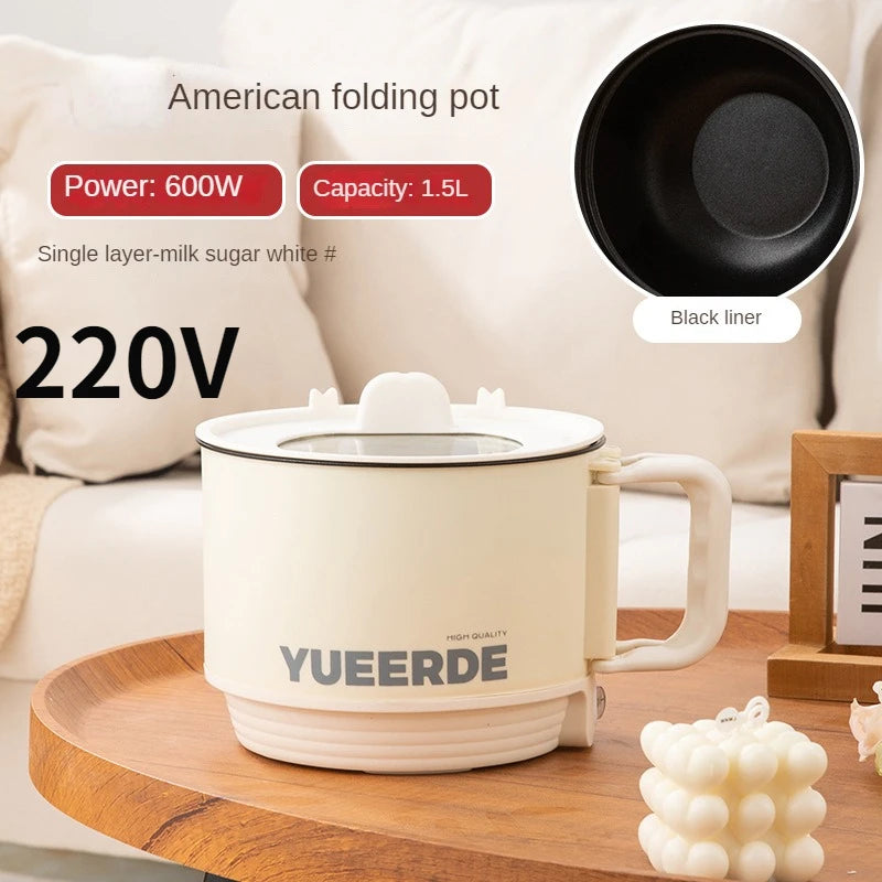 110V 220V Electric Folding Pot Portable Non-stick Electric Cooking Pot Home Hot Pot Multi Cooker Household Rice Cooker 1.5L Techelectronicx