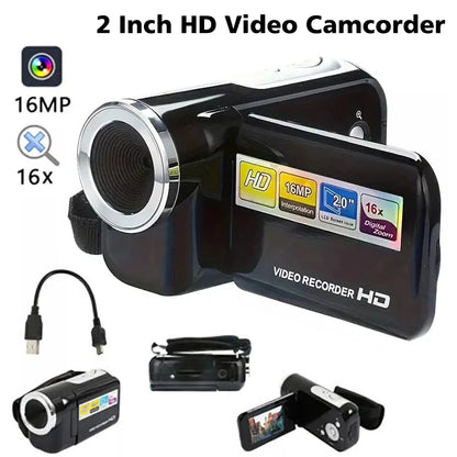 1080P Digital Camera 2 Inch Rotatable Screen Camera 16MP Vlog Camcorder Video Recorder 16x Zoom DV Video Camera with USB Cable - TechElect