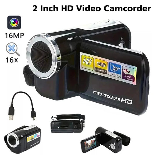 1080P Digital Camera 2 Inch Rotatable Screen Camera 16MP Vlog Camcorder Video Recorder 16x Zoom DV Video Camera with USB Cable - TechElect