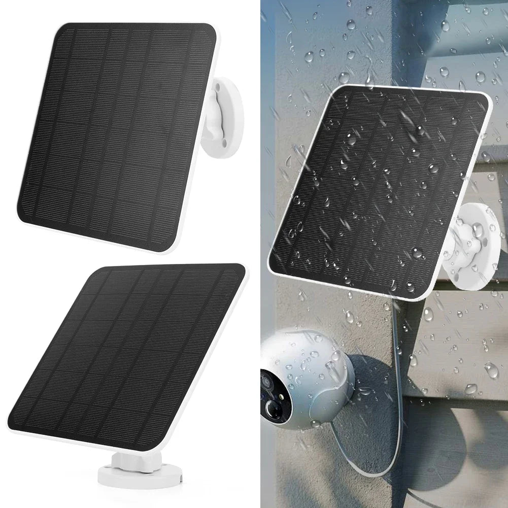 10W 5V Solar Panel Micro USB & USB-C Port Solar Charging Panel 9.8 Ft Charging Cable for Security Camera for Eufycam 3C/2C/2 Pro TechElect