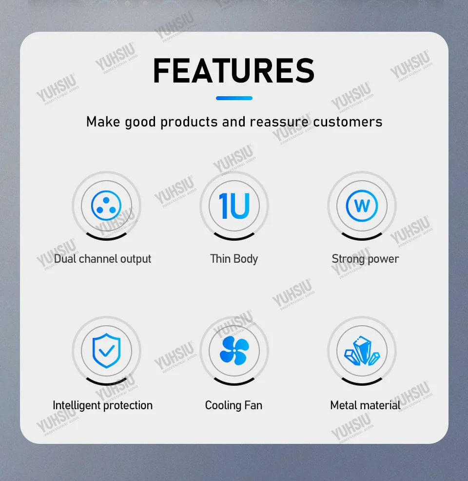 YUHSIU Professional Digital AMP 1U Class D Hifi High Power Amplifier 800W 2Channels For KTV Disco DJ Stage Karaoke Audio Speaker Techelectronicx