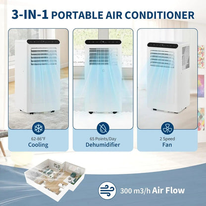 10,000 BTUs Portable Air Conditioners, Portable AC for Room Up to 450 Sq.Ft, 3-IN-1 Quiet AC Unit with Fan & Dehumidifier Techelectronicx