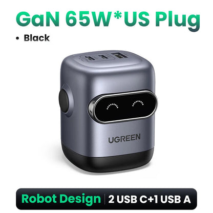【US Plug】UGREEN 65W 30W GaN Charger Robot Design PD3.0 QC4.0 3.0 PPS Fast Charger for iPhone 16 15 14 Pro Macbook Laptops Tablet Techelectronicx
