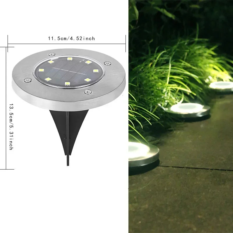1/4Pack Solar Lights Outdoor 8 LEDs Disk Underground Lamp Spotlight Buried Solar Light for Home Garden Lawn Yard Decoration Techelectronicx