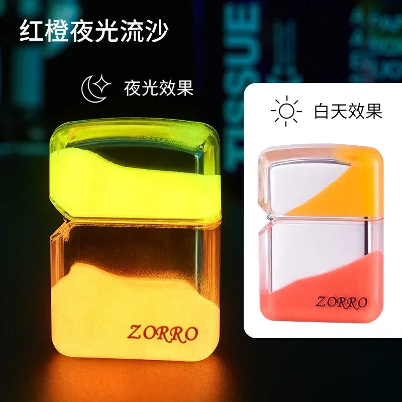ZORRO Luminous Quicksand Windproof Kerosene Lighter Classic Grinding Wheel Ignite Brilliant Colors Lighters Gadgets Men's Gift Techelectronicx
