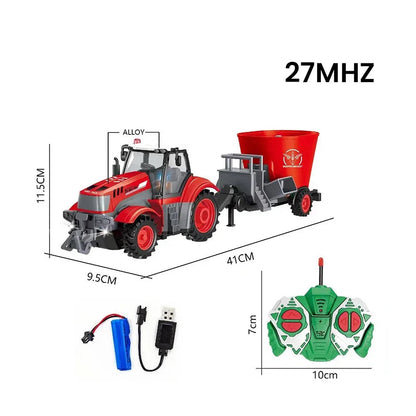 1/24 4Ch Rc Car with Light Remote Control Farmer Vehicle Simulated Electric Model Toys Engineering Vehicle Children Boys Gift Techelectronicx