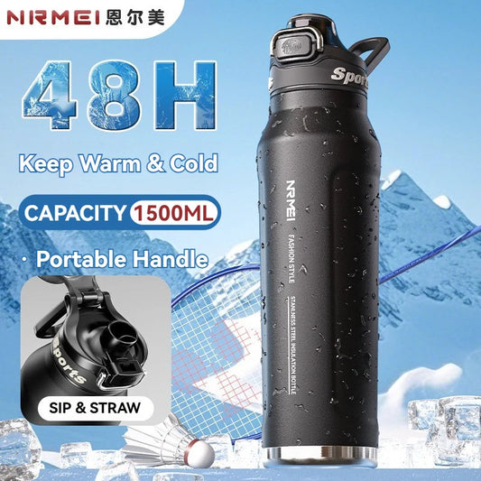 1.5L Insulated Water Bottle Stainless Steel Cold Hot Insulated Cup Vacuum Thermos Bottle Double Wall Flasks Techelectronicx