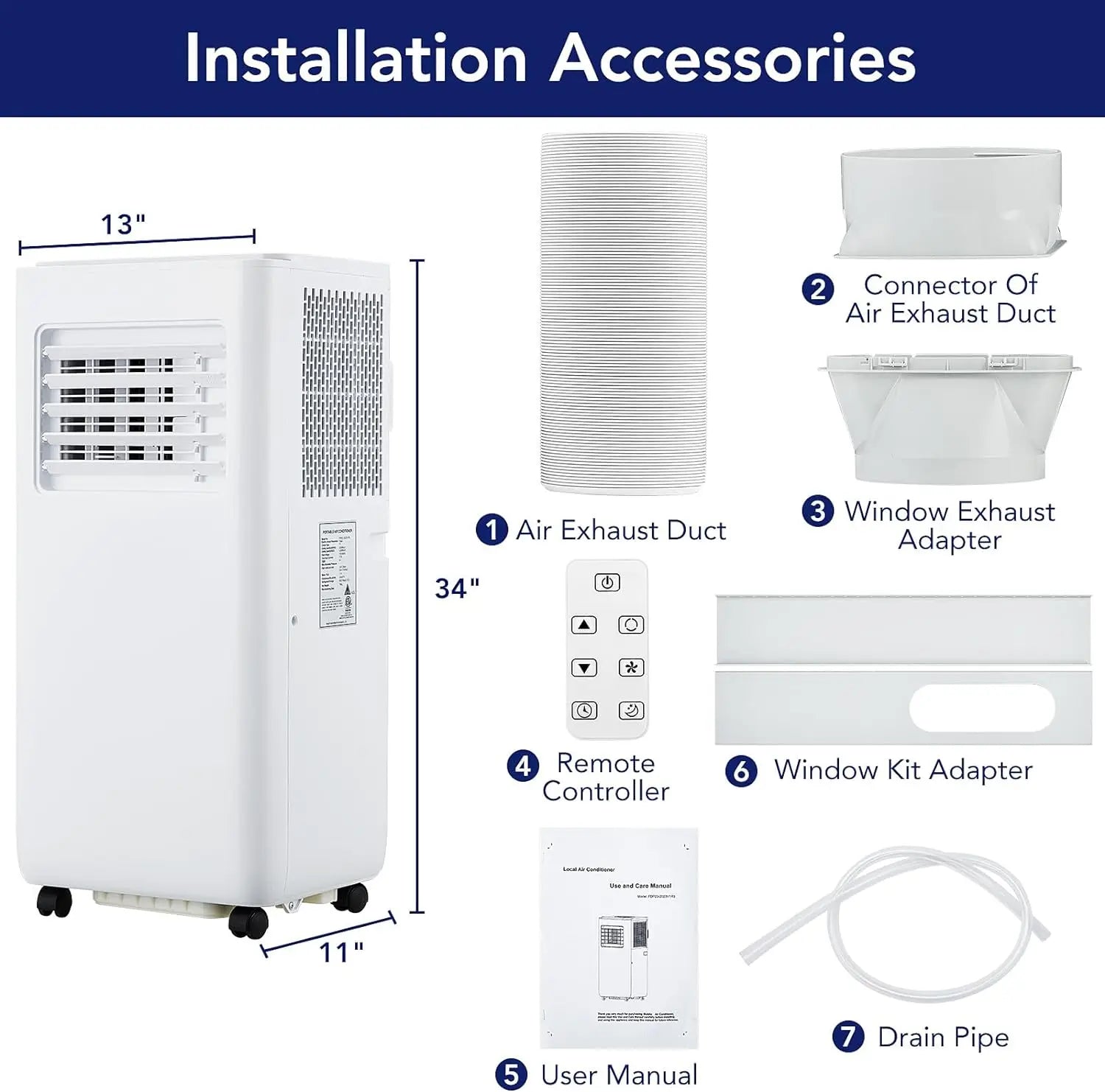 10,000 BTUPortable Air Conditione, Powerful Cooling Up To 450 Sq.Ft, 3-in-1 AC Unit Efficient Energy Saving, Ultra-Quiet, Remote Techelectronicx