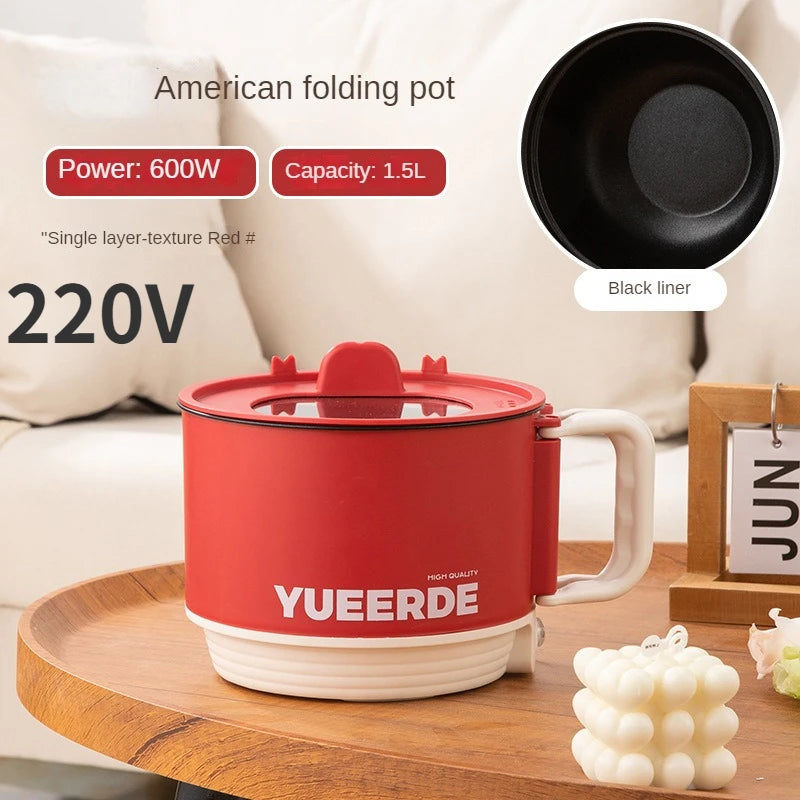 110V 220V Electric Folding Pot Portable Non-stick Electric Cooking Pot Home Hot Pot Multi Cooker Household Rice Cooker 1.5L Techelectronicx