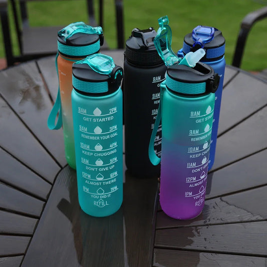 1 Liter Water Bottle Motivational Sport Water Bottle Leakproof Bottles Drinking Outdoor Travel Gym Fitness Jugs for Kitchen Cups Techelectronicx