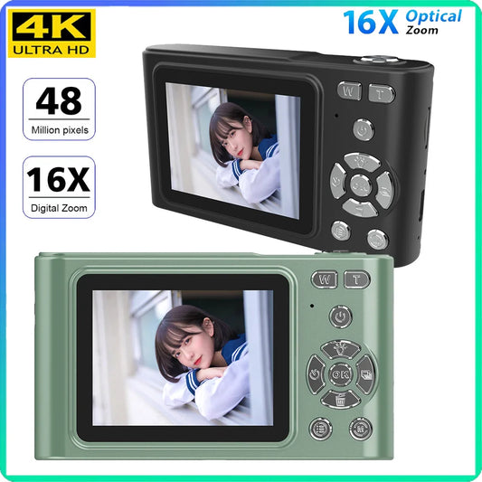 128GB 4K Digital Camera 50MP Video Camera 2.4Inch Screen 16X Digital Zoom Compact Cam Anti-shake Face Detection With Flash - TechElect