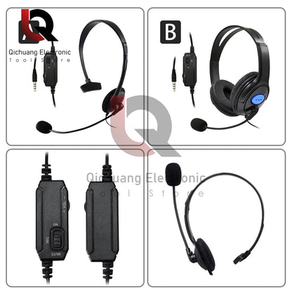 Headphones 3.5mm Wired Gaming Headset Earphones Music For PS4 Play Station 4 Game PC Chat computer With Microphone 120° Rotation - TechElect