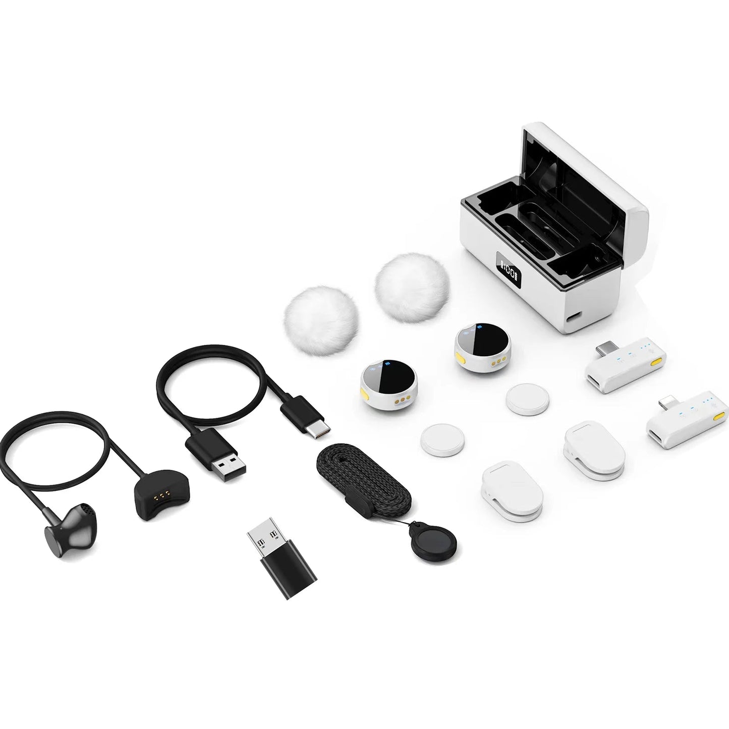 100M Wireless Microphone for Phone Professional Magnetic Lavalier Microphone with Charging Box Noise Reduction for Recording Techtronicx
