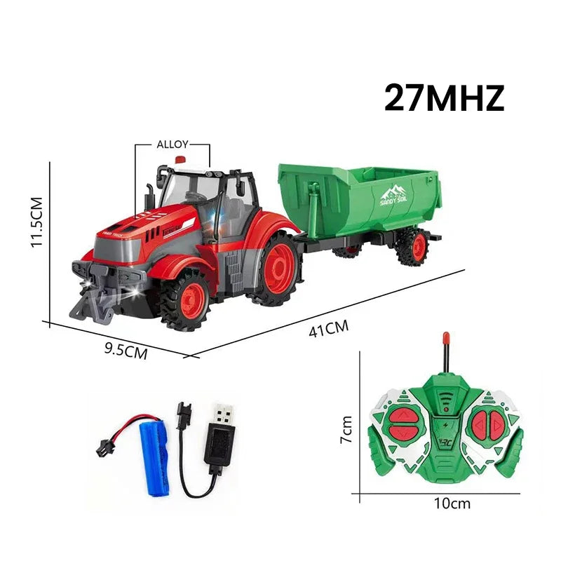 1/24 4Ch Rc Car with Light Remote Control Farmer Vehicle Simulated Electric Model Toys Engineering Vehicle Children Boys Gift Techelectronicx