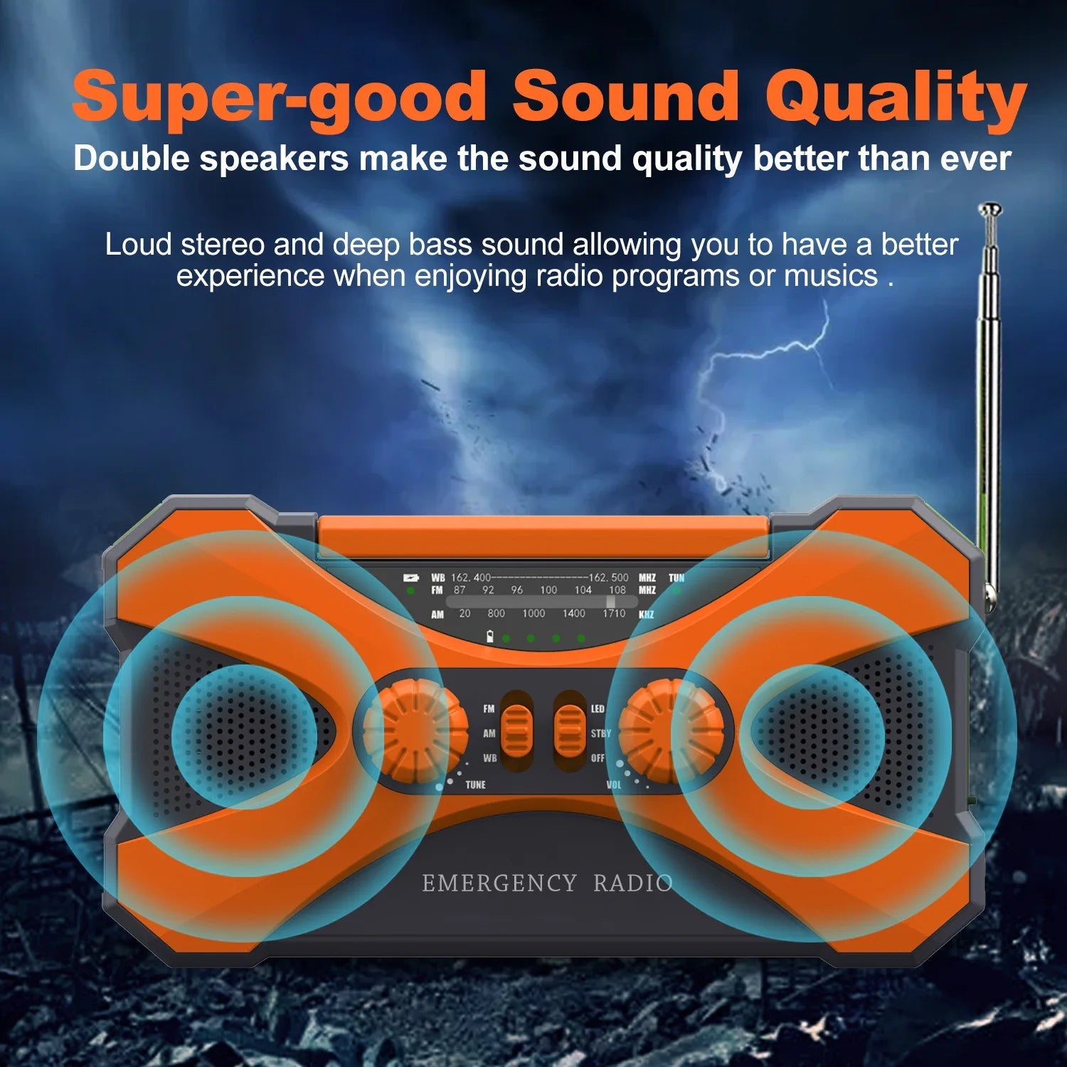10000mAh Multifunctional Radio Hand Crank Solar USB Charging FM AM WB NOAA Weather Radio Emergency LED Flashlight Torch Power Techelectronicx