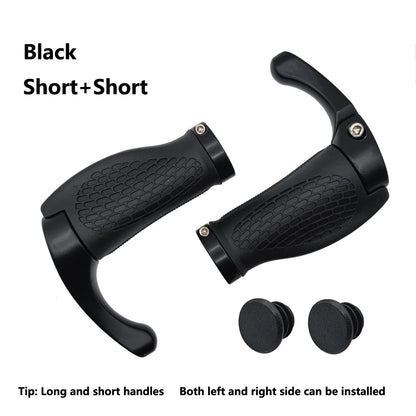 1 Pair Bicycle Handlebar Grip Long and Short Ergonomic Anti Skid Lock on Handle Cover with Bar Ends Grips MTB Bike Accessories TechElect