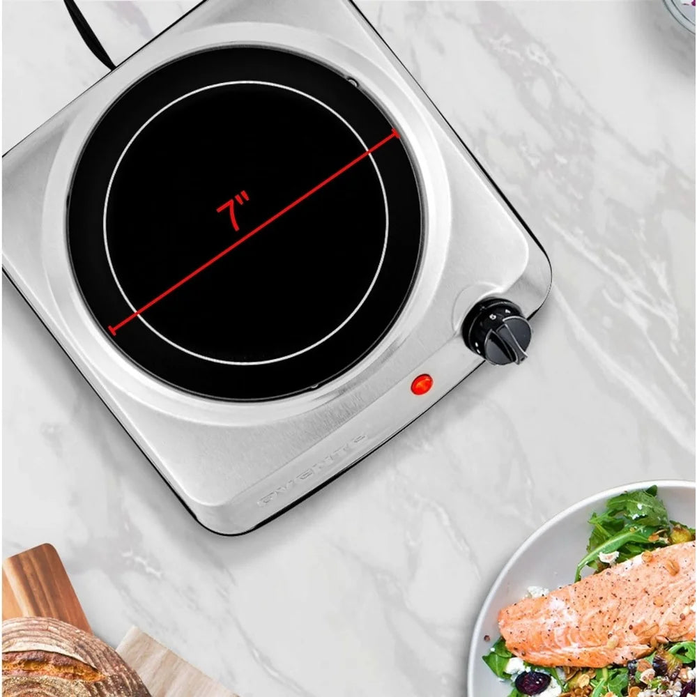 1000W Infrared Electric Hot Plate Countertop Burner Adjustable Temperature Easy Clean Portable Cooktop Home Camping RV Techelectronicx