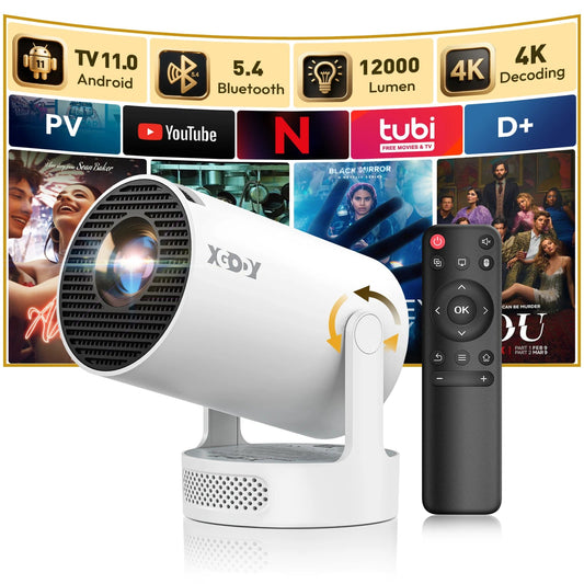 XGODY 4K 1080p LED Projector with 12000 Lumen Brightness, WiFi 6 Bluetooth 5.0 Portable Home Theater System for entertainment Techelectronicx