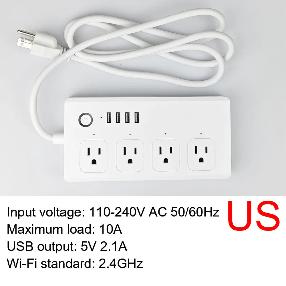 10A/16A Power Strip Tuya Smart Plug Power Strip Extension Cord Smart Home EU Socket Work with Alexa Techelectronicx