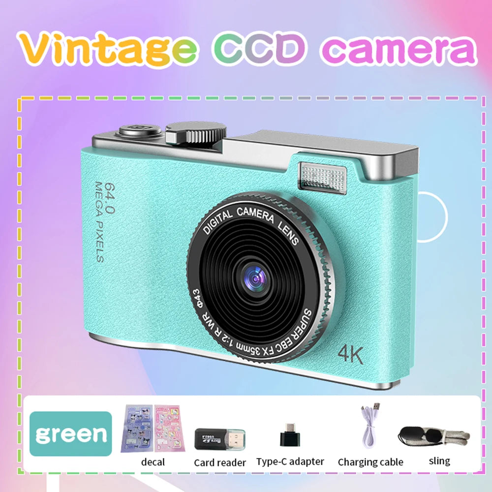 64MP HD 1080P Digital Camera for Student Beginners 2.4' screen with 16xzoom Front and Rear Dual Camera Camera for Kid Adult Gift - TechElect
