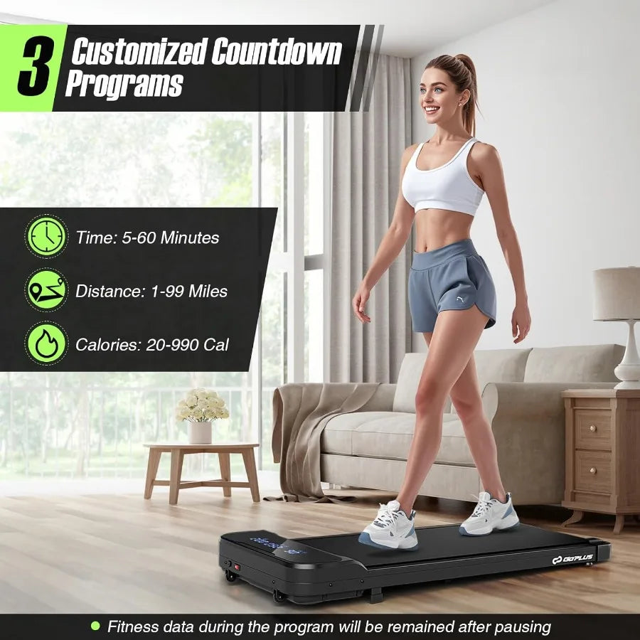 Walking Pad, 2.5 HP Under Desk Treadmill with Remote Control & LED Display, 3 Countdown Modes, 0.6-4 MPH Portable Treadmills for TechElect