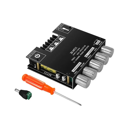 ZK-MT21 100W+2*50W 2.1 Channel Digital Audio Power Amplifier Module Subwoofer AUX Blue tooth 12/24V Stereo Amp HiFi for Speaker Techelectronicx