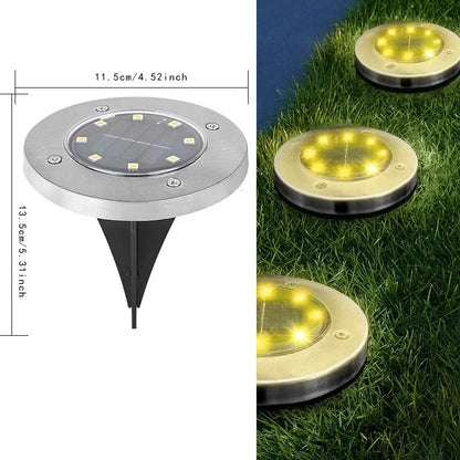 1/4Pack Solar Lights Outdoor 8 LEDs Disk Underground Lamp Spotlight Buried Solar Light for Home Garden Lawn Yard Decoration Techelectronicx