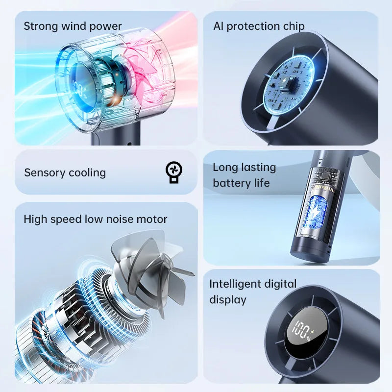 Xiaomi Portable Ice Cooling Mini Handheld Fan 100 Speeds Powerful Fan High-speed USB Rechargeable Cooler with Phone Stand 2025 Techelectronicx