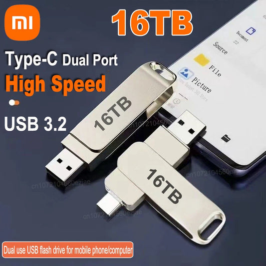 Xiaomi 16TB USB 3.2 Flash Drives High Speed Transfer Metal Pendrive Memory Card Pendrive Flash Disk Memoria Waterproof Stick NEW Techelectronicx