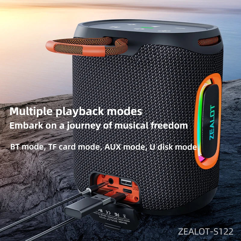 Zealot-S122 Bluetooth Speaker BT5.3 Wireless IPX6 Waterproof Shower Speaker,25W HiFi Stereo Sound,TWS Pairing,20H Music Playtime Techelectronicx