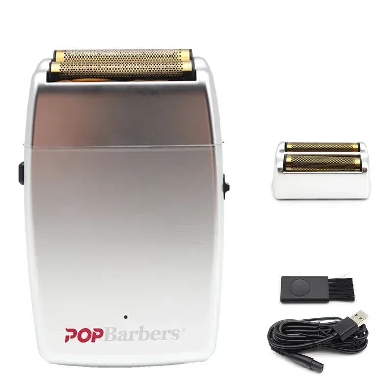 11000 RPM POP Barbers P620 Professional Electric Men's Beard Trimmer Double Foil Shaver Electric Shaver USB Hair Cutting Machine Techelectronicx