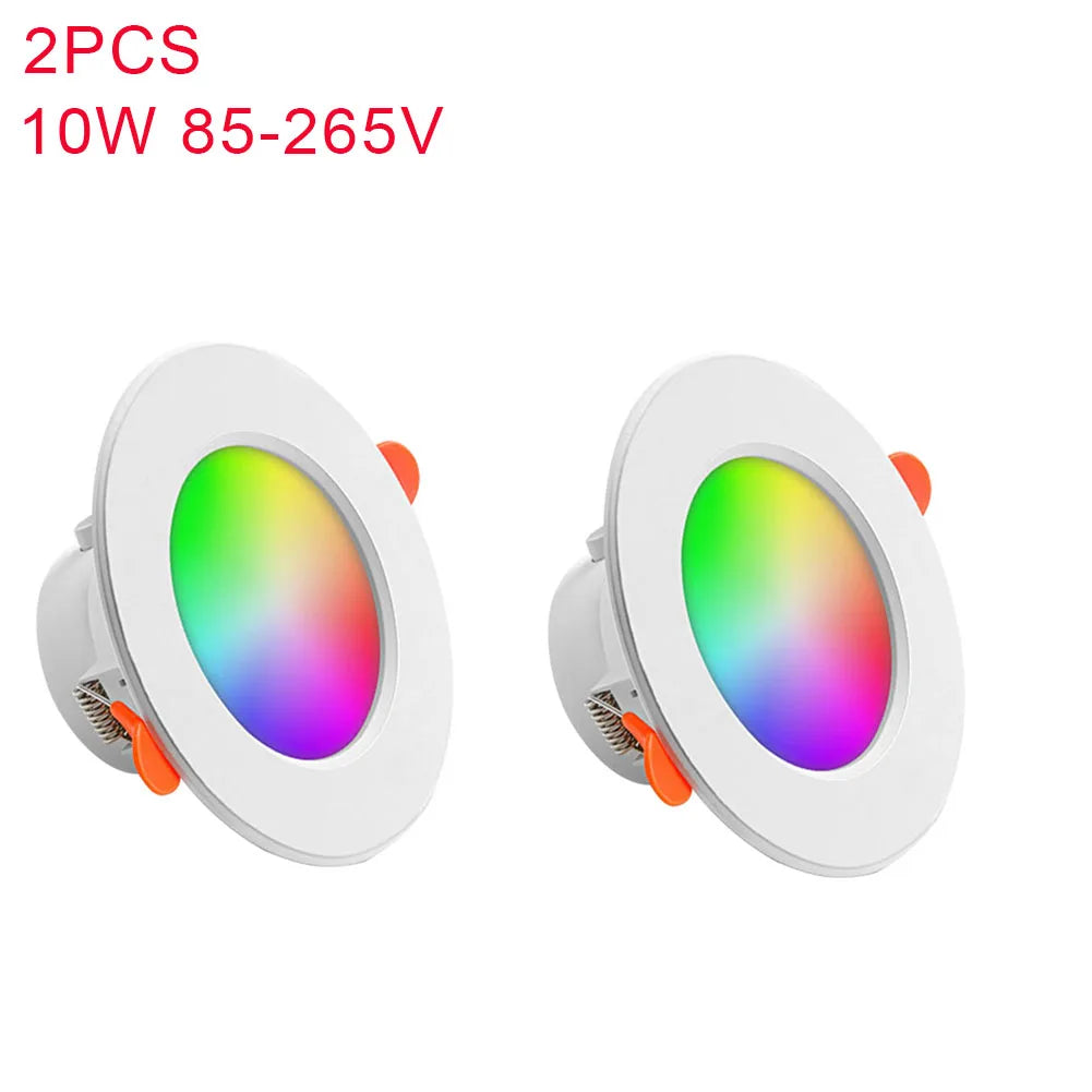 1-10PCS LED Downlight Bluetooth TUYA 110/220V Dimmable Spot Light Recessed Round Light Spot Bluetooth Lamp For Alexa Google Home Techelectronicx