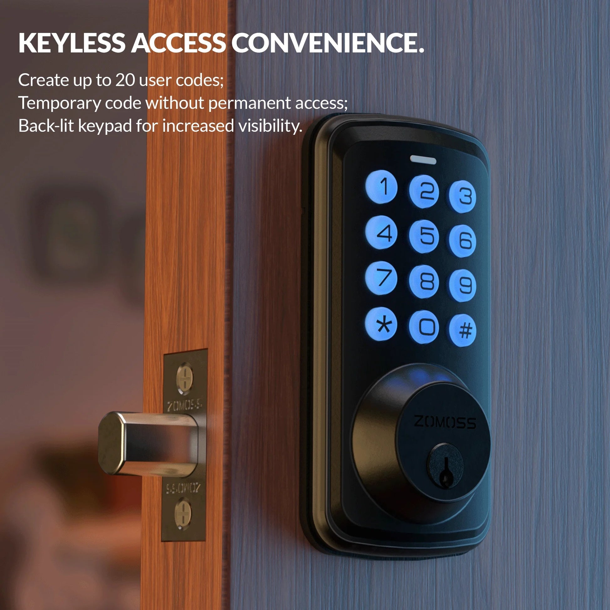 ZOMOSS Smart Keypad Door Lock,Digital Code Keyless Entry With Anti-Peeking Password, Auto Lock, And Easy Installation Techelectronicx