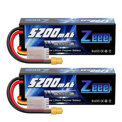 1/2pcs Zeee 3S 5200mAh Lipo Battery 11.1V 80C with T/XT60/EC3/5 Plug Hardcase for RC Car Buggy Truck FPV Drone RC Model Parts Techelectronicx