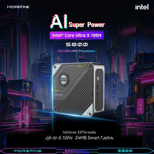 MOREFINE New Mini Pc S800 Intel Core Ultra 9 185H Ultra 7 155H Diy Gaming Computer Laptop Gamer Desktop Computers Windows11PRO TechElect