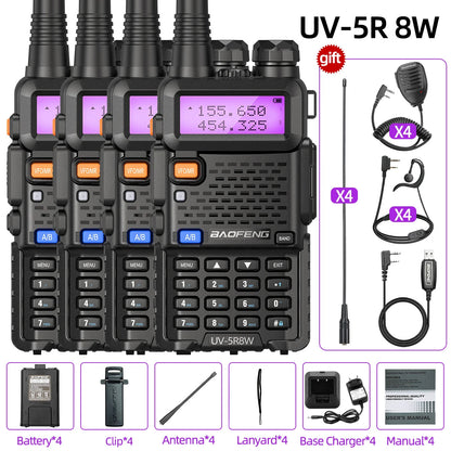 1/2/4 PCS Baofeng UV 5R 8W Walkie Talkie Dual Band VHF UHF Portable FM Amateur 1800mAh UV5R Two way Radio Ham Radio For Climb Techelectronicx