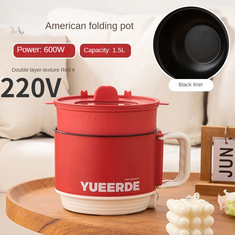 110V 220V Electric Folding Pot Portable Non-stick Electric Cooking Pot Home Hot Pot Multi Cooker Household Rice Cooker 1.5L Techelectronicx