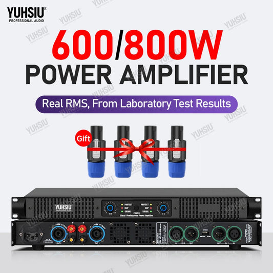 YUHSIU Professional Digital AMP 1U Class D Hifi High Power Amplifier 800W 2Channels For KTV Disco DJ Stage Karaoke Audio Speaker Techelectronicx