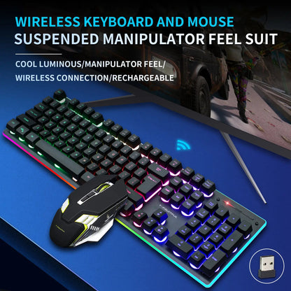 104 Keys RGB Computer Wireless USB Rechargeable Gaming Mechanical Keyboard And Mouse Combos Techelectronicx