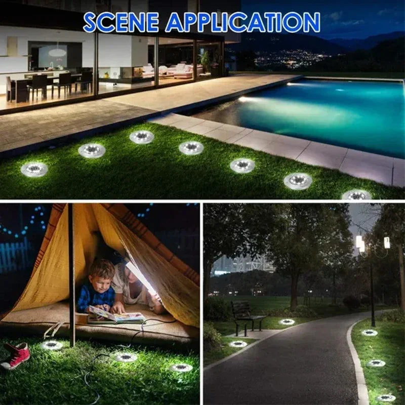 1/4/8Pack Solar Lights Outdoor 8/20LEDs Disk Underground Lamp Spotlight Buried Solar Light for Home Garden Lawn Yard Decoration Techelectronicx