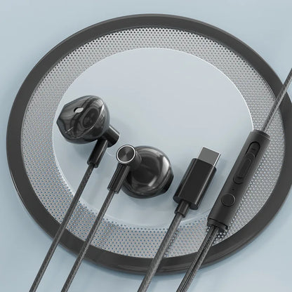 Type-C In-Ear Wired Karaoke Headphones 3.5mm Stereo Music Earbud Handfree Headset Earphones with Mic - TechElect