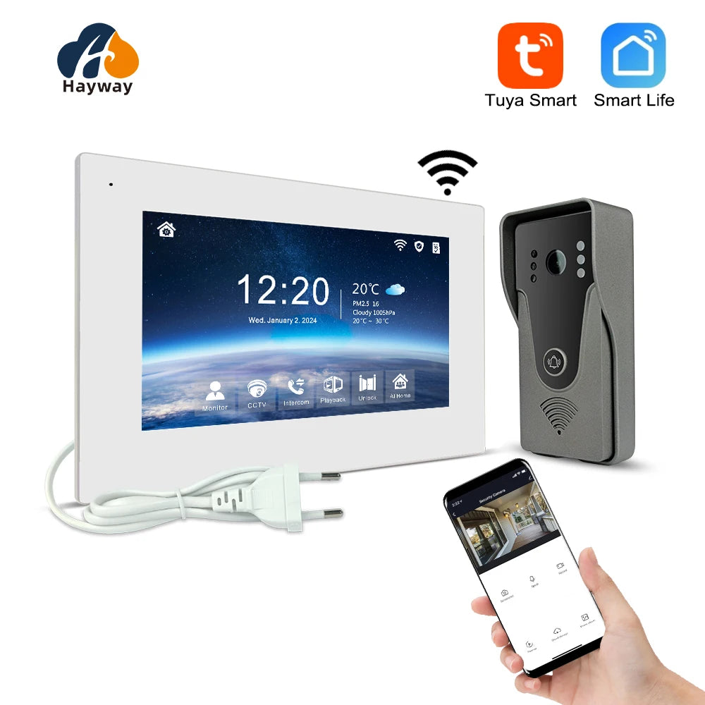 1080P Video intercom  System DoorPhone for Home  TUYA Wireless WiFi Smart with  Infrared night vision doorbell Motion detection - TechElect