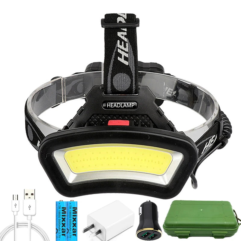 Z20 Long Lighting Distance 8000LM USB rechargeable LED Headlight Wide Angle COB Head Lantern Light Use 18650 Outdoor Hiking Techelectronicx